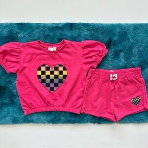 Jessica Simpson Pink Heart Checkered Kids Set Size 6